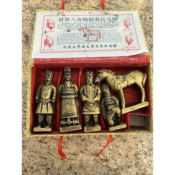 Other - Qin Dynasty Terracotta Gold Warriors With Horse Set Of 5